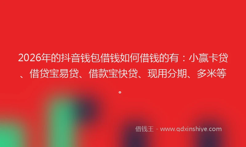 2026年的抖音钱包借钱如何借钱的有：小赢卡贷、借贷宝易贷、借款宝快贷、现用分期、多米等。