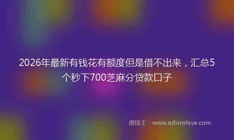 2026年最新有钱花有额度但是借不出来，汇总5个秒下700芝麻分贷款口子