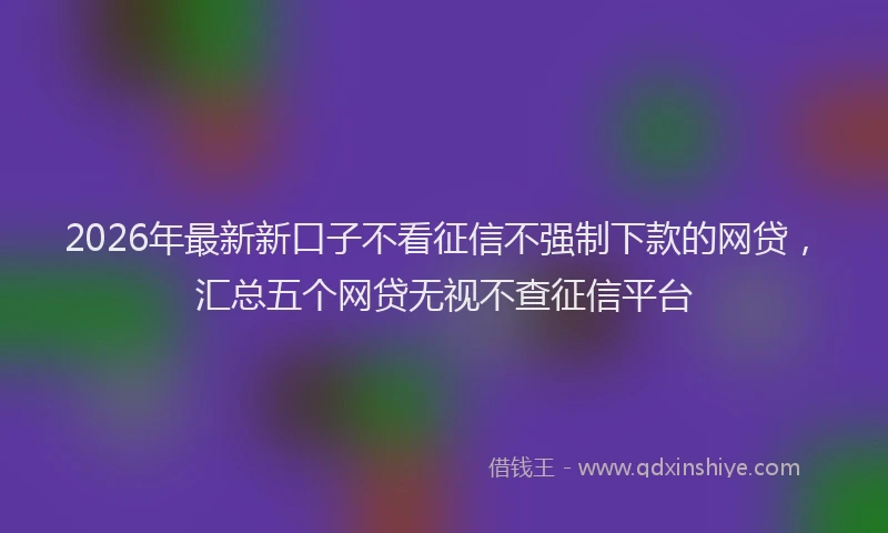 2026年最新新口子不看征信不强制下款的网贷，汇总五个网贷无视不查征信平台