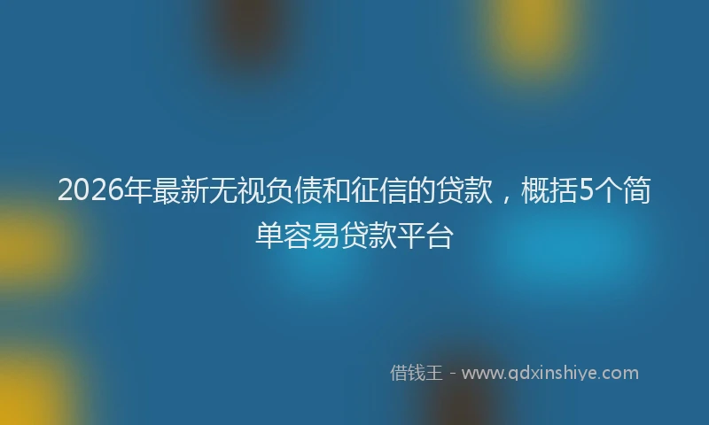 2026年最新无视负债和征信的贷款，概括5个简单容易贷款平台