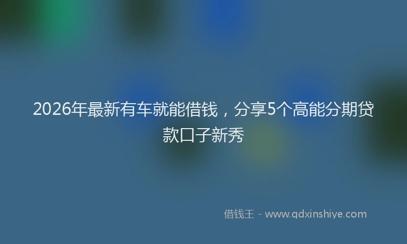 2026年最新有车就能借钱，分享5个高能分期贷款口子新秀