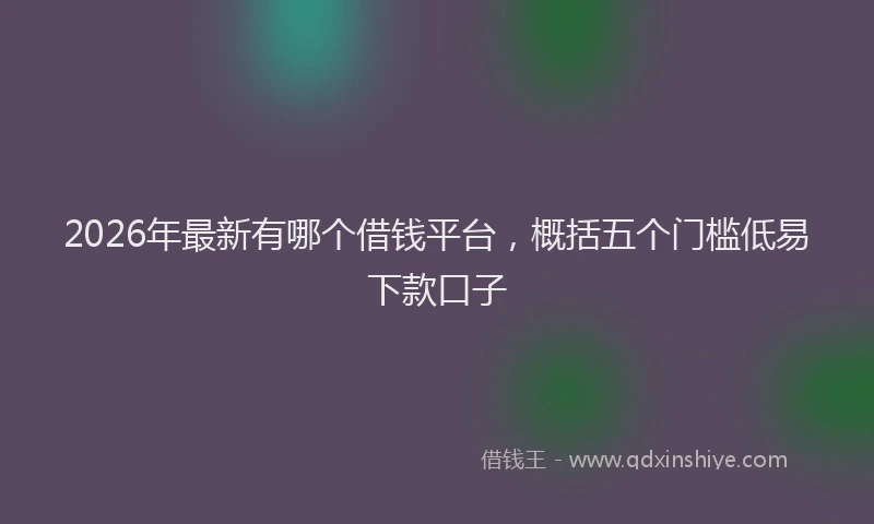 2026年最新有哪个借钱平台，概括五个门槛低易下款口子