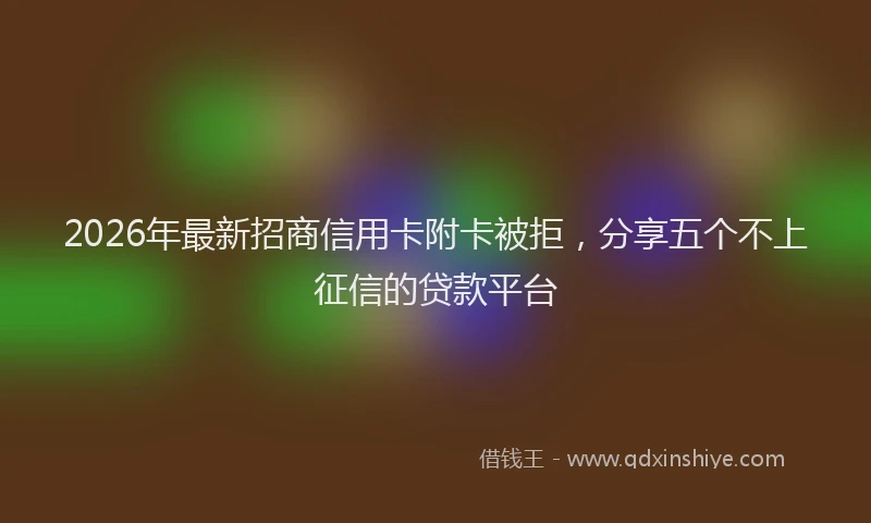 2026年最新招商信用卡附卡被拒，分享五个不上征信的贷款平台