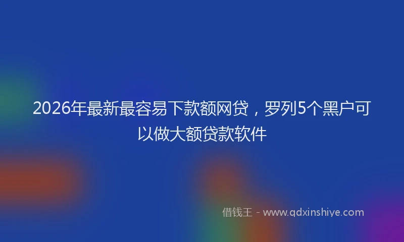 2026年最新最容易下款额网贷，罗列5个黑户可以做大额贷款软件