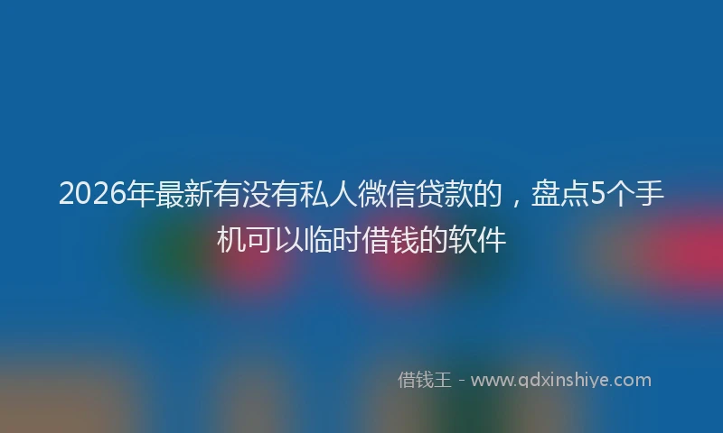 2026年最新有没有私人微信贷款的，盘点5个手机可以临时借钱的软件