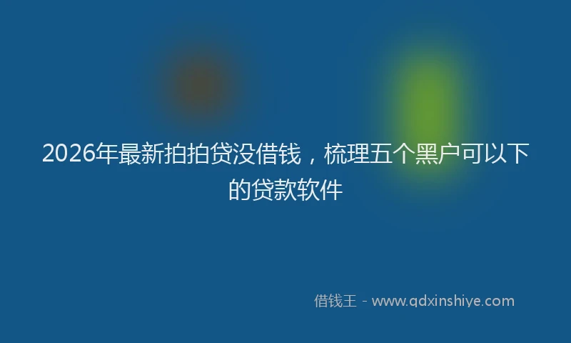 2026年最新拍拍贷没借钱，梳理五个黑户可以下的贷款软件