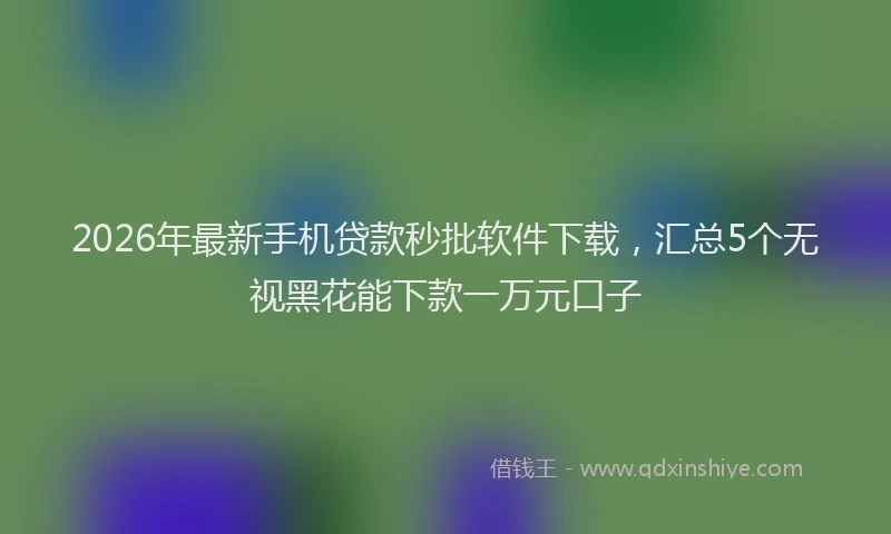 2026年最新手机贷款秒批软件下载，汇总5个无视黑花能下款一万元口子