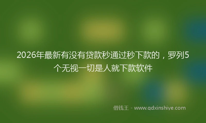 2026年最新有没有贷款秒通过秒下款的，罗列5个无视一切是人就下款软件