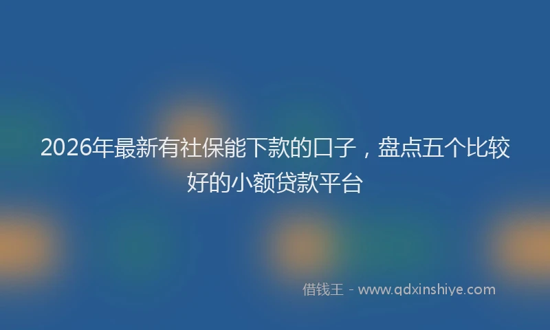 2026年最新有社保能下款的口子，盘点五个比较好的小额贷款平台