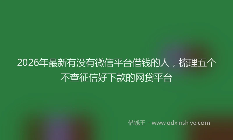2026年最新有没有微信平台借钱的人，梳理五个不查征信好下款的网贷平台