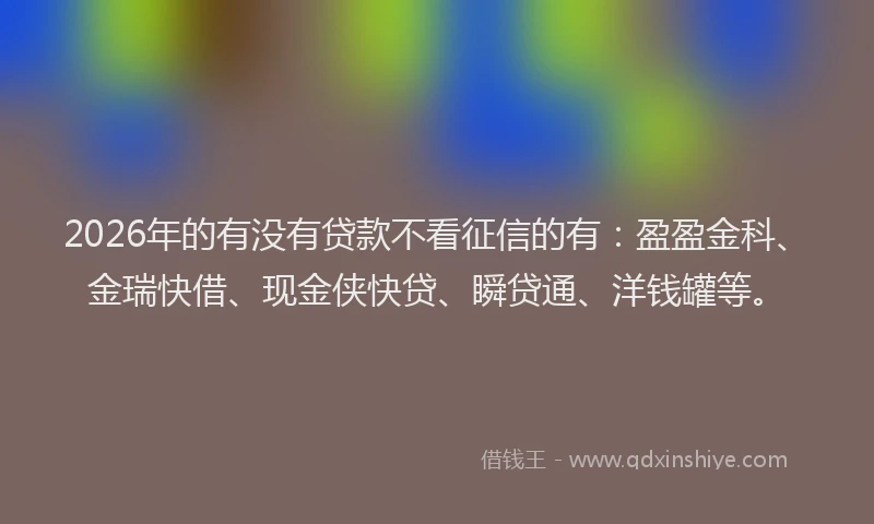 2026年的有没有贷款不看征信的有：盈盈金科、金瑞快借、现金侠快贷、瞬贷通、洋钱罐等。