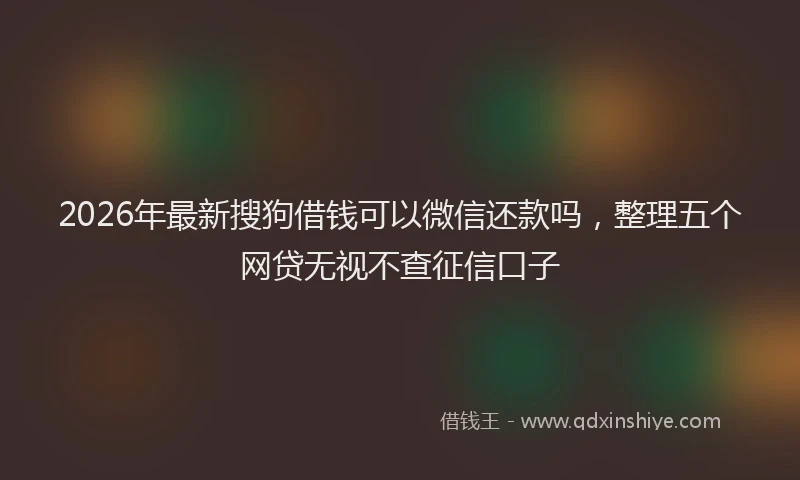 2026年最新搜狗借钱可以微信还款吗，整理五个网贷无视不查征信口子