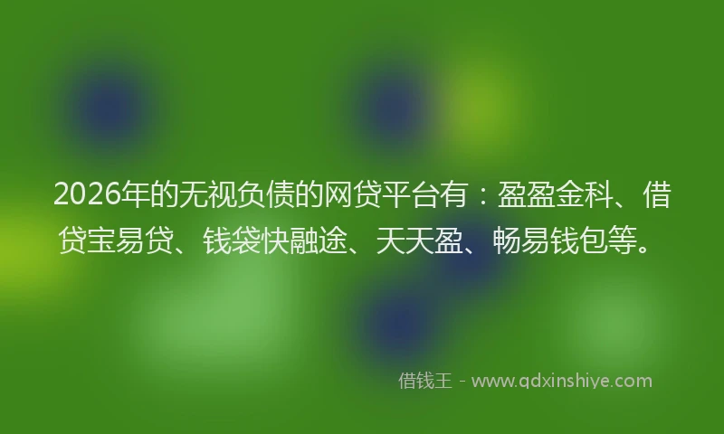 2026年的无视负债的网贷平台有：盈盈金科、借贷宝易贷、钱袋快融途、天天盈、畅易钱包等。