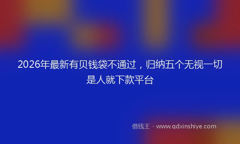 2026年最新有贝钱袋不通过，归纳五个无视一切是人就下款平台