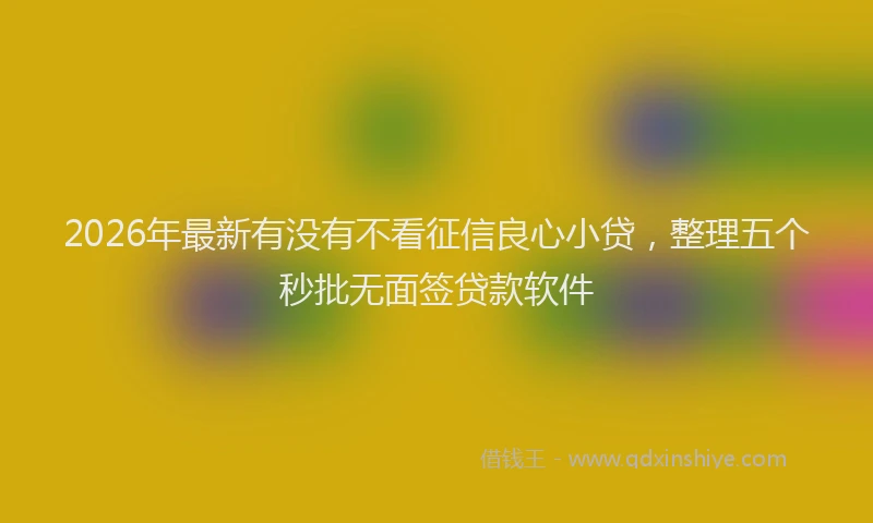 2026年最新有没有不看征信良心小贷，整理五个秒批无面签贷款软件