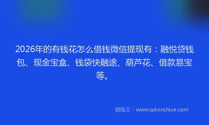2026年的有钱花怎么借钱微信提现有：融悦贷钱包、现金宝盒、钱袋快融途、葫芦花、借款易宝等。