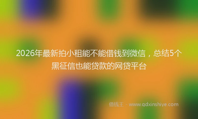 2026年最新拍小租能不能借钱到微信，总结5个黑征信也能贷款的网贷平台