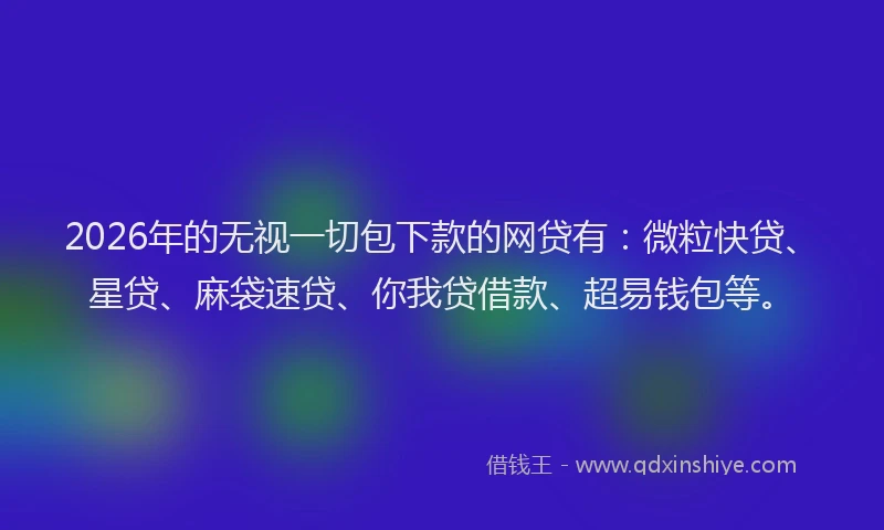 2026年的无视一切包下款的网贷有：微粒快贷、星贷、麻袋速贷、你我贷借款、超易钱包等。