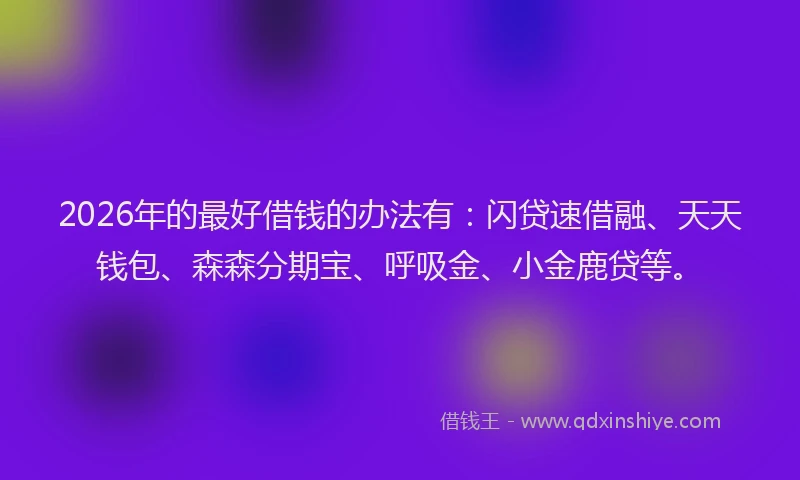 2026年的最好借钱的办法有：闪贷速借融、天天钱包、森森分期宝、呼吸金、小金鹿贷等。