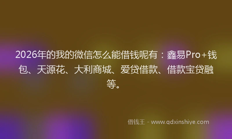 2026年的我的微信怎么能借钱呢有：鑫易Pro+钱包、天源花、大利商城、爱贷借款、借款宝贷融等。