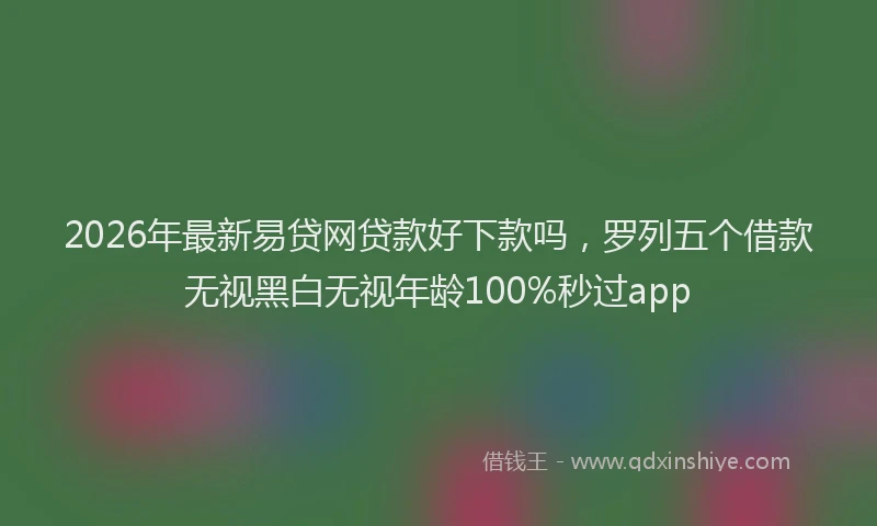 2026年最新易贷网贷款好下款吗，罗列五个借款无视黑白无视年龄100%秒过app
