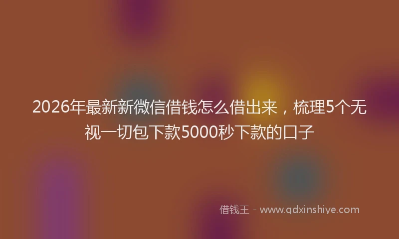 2026年最新新微信借钱怎么借出来，梳理5个无视一切包下款5000秒下款的口子