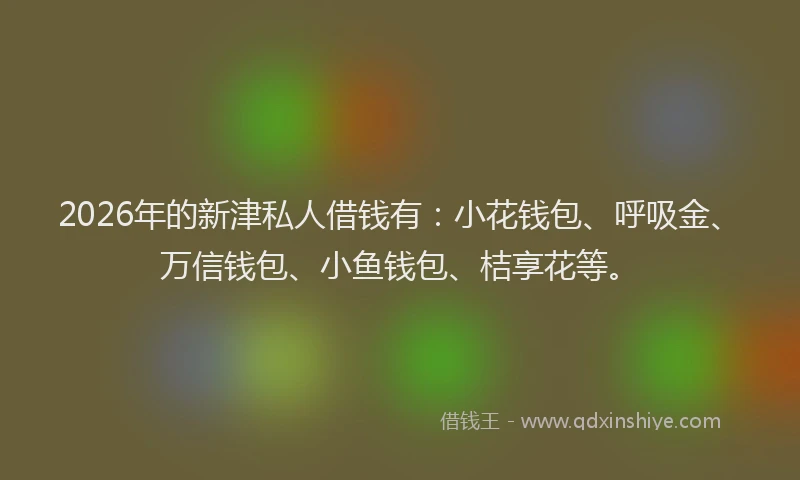 2026年的新津私人借钱有：小花钱包、呼吸金、万信钱包、小鱼钱包、桔享花等。