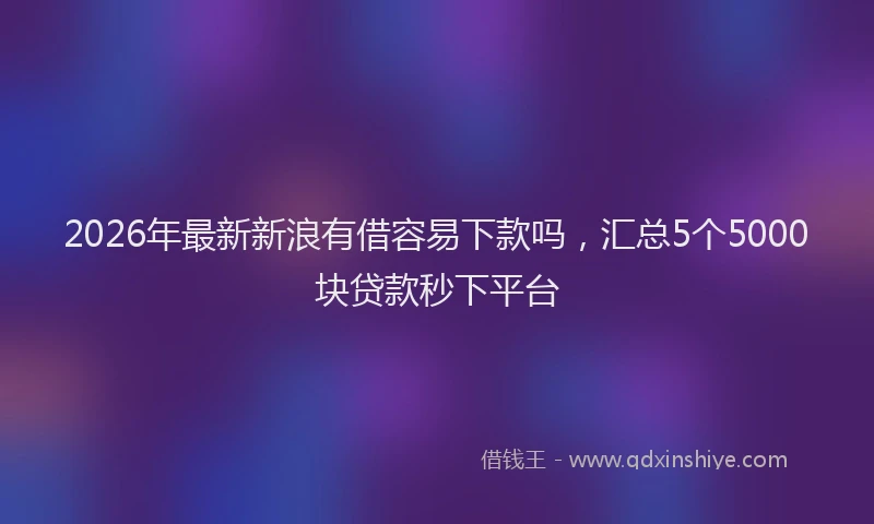 2026年最新新浪有借容易下款吗，汇总5个5000块贷款秒下平台