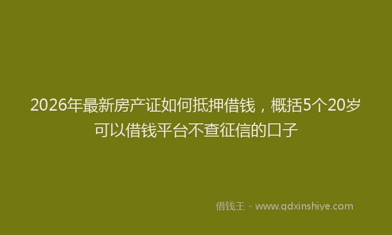 2026年最新房产证如何抵押借钱，概括5个20岁可以借钱平台不查征信的口子