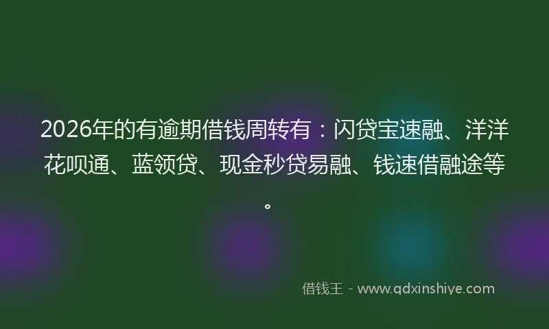 2026年的有逾期借钱周转有：闪贷宝速融、洋洋花呗通、蓝领贷、现金秒贷易融、钱速借融途等。