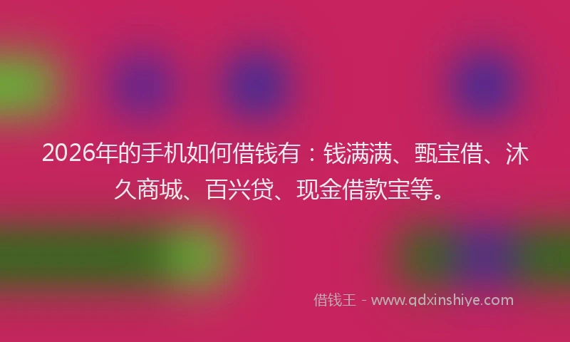 2026年的手机如何借钱有：钱满满、甄宝借、沐久商城、百兴贷、现金借款宝等。
