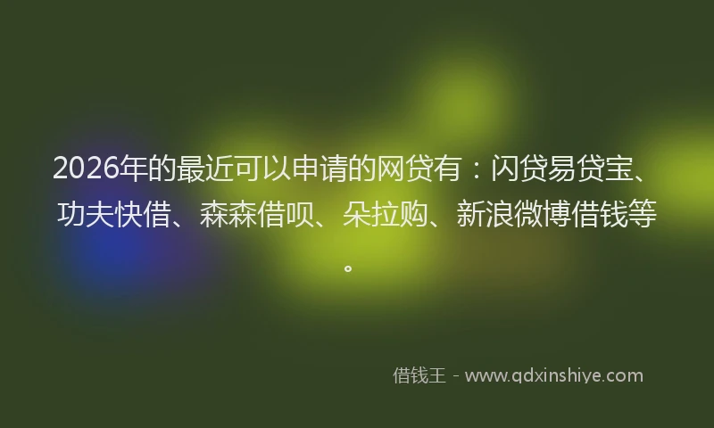 2026年的最近可以申请的网贷有：闪贷易贷宝、功夫快借、森森借呗、朵拉购、新浪微博借钱等。