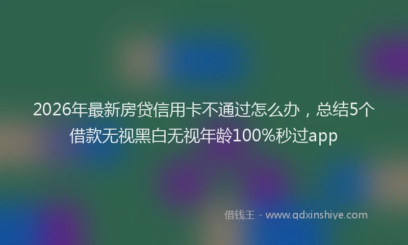 2026年最新房贷信用卡不通过怎么办，总结5个借款无视黑白无视年龄100%秒过app