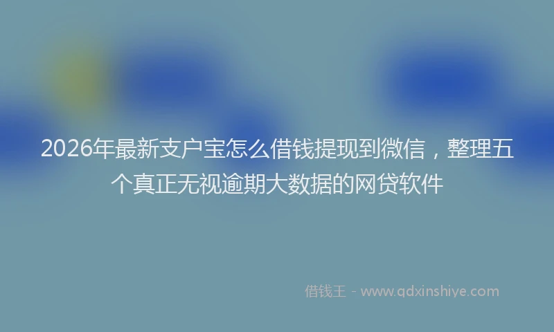 2026年最新支户宝怎么借钱提现到微信，整理五个真正无视逾期大数据的网贷软件