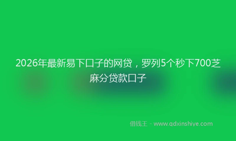2026年最新易下口子的网贷，罗列5个秒下700芝麻分贷款口子
