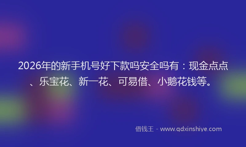 2026年的新手机号好下款吗安全吗有：现金点点、乐宝花、新一花、可易借、小鹅花钱等。