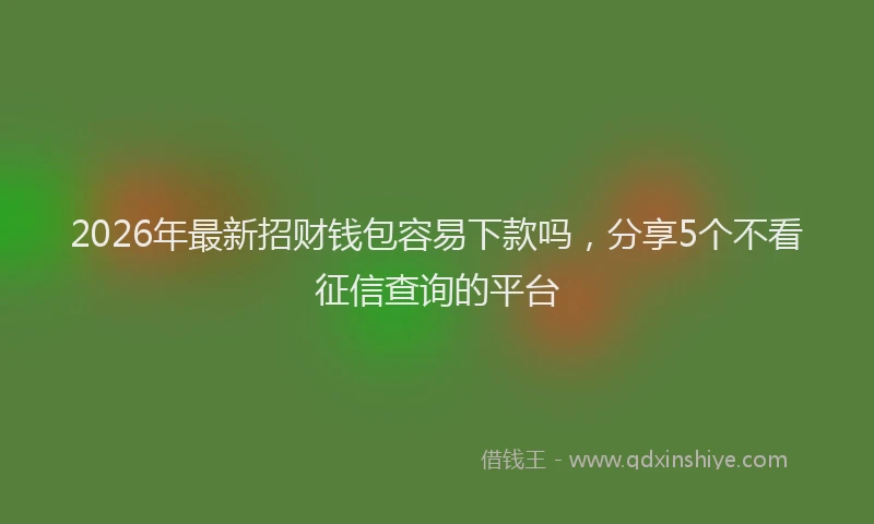 2026年最新招财钱包容易下款吗，分享5个不看征信查询的平台