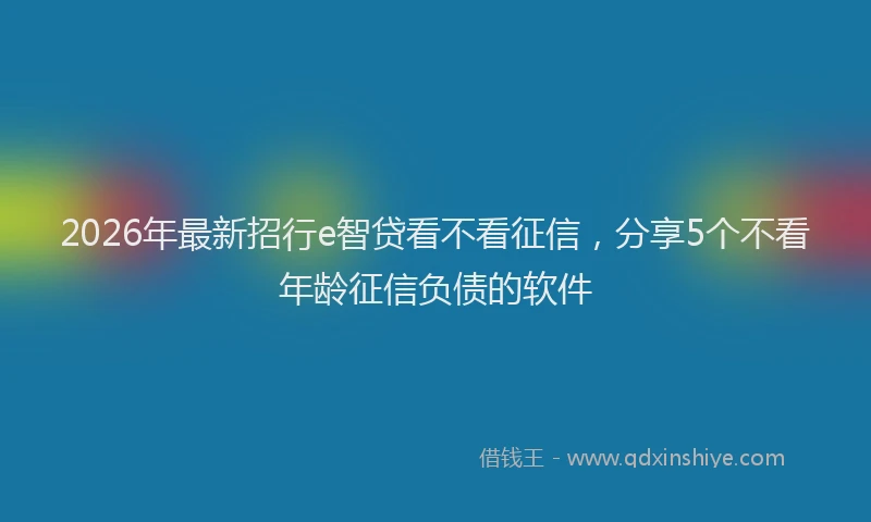 2026年最新招行e智贷看不看征信，分享5个不看年龄征信负债的软件