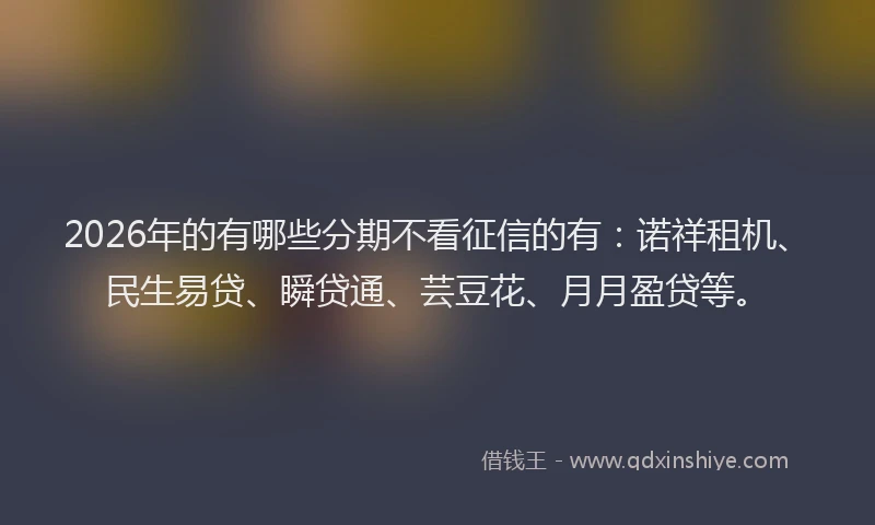 2026年的有哪些分期不看征信的有：诺祥租机、民生易贷、瞬贷通、芸豆花、月月盈贷等。