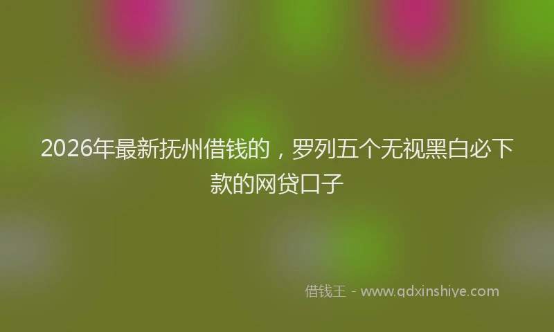 2026年最新抚州借钱的，罗列五个无视黑白必下款的网贷口子