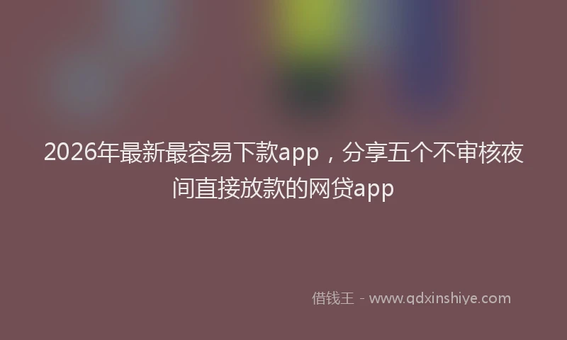 2026年最新最容易下款app，分享五个不审核夜间直接放款的网贷app