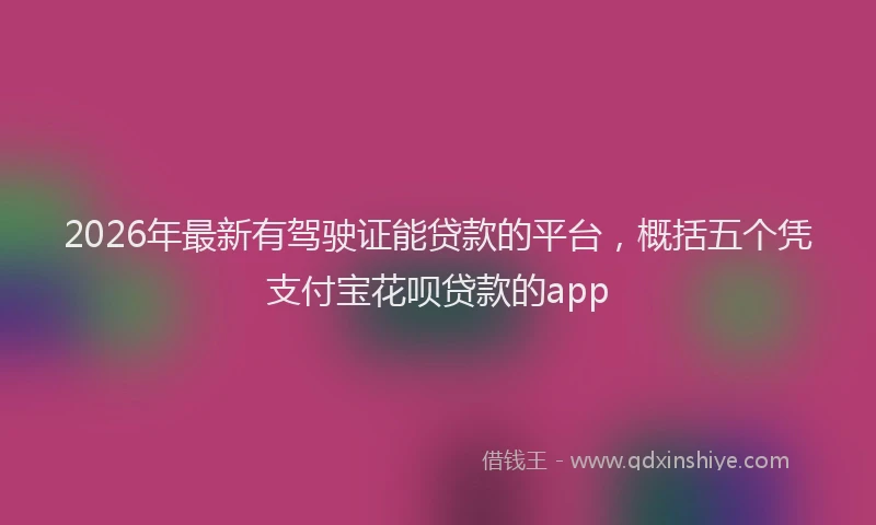 2026年最新有驾驶证能贷款的平台，概括五个凭支付宝花呗贷款的app