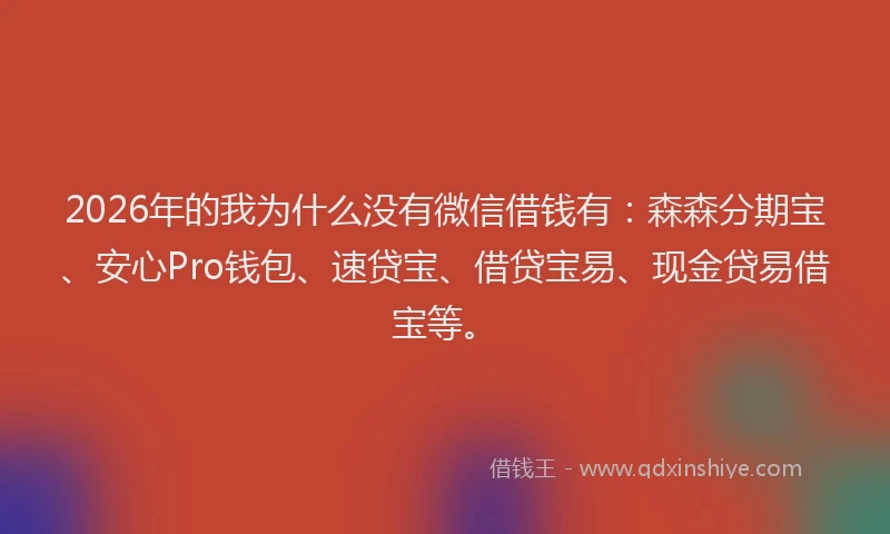2026年的我为什么没有微信借钱有：森森分期宝、安心Pro钱包、速贷宝、借贷宝易、现金贷易借宝等。