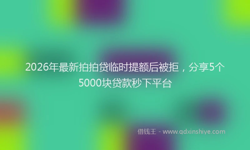 2026年最新拍拍贷临时提额后被拒，分享5个5000块贷款秒下平台