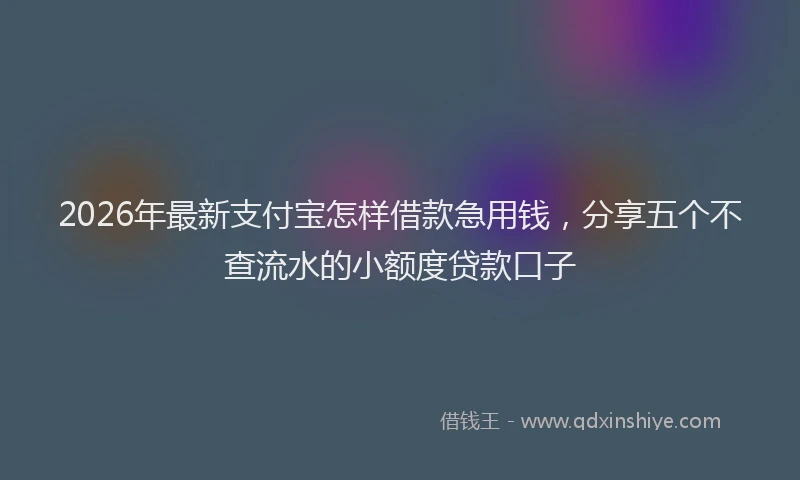2026年最新支付宝怎样借款急用钱，分享五个不查流水的小额度贷款口子