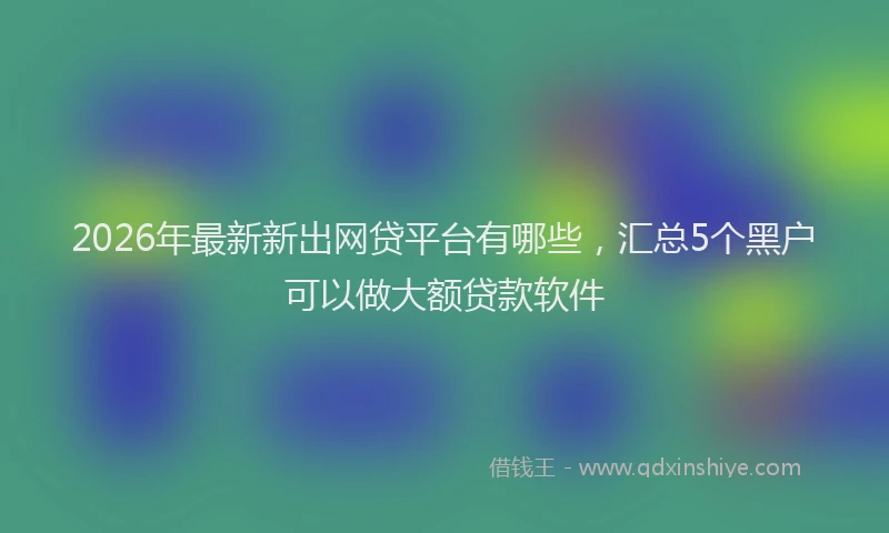 2026年最新新出网贷平台有哪些，汇总5个黑户可以做大额贷款软件