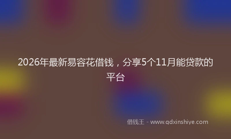 2026年最新易容花借钱，分享5个11月能贷款的平台