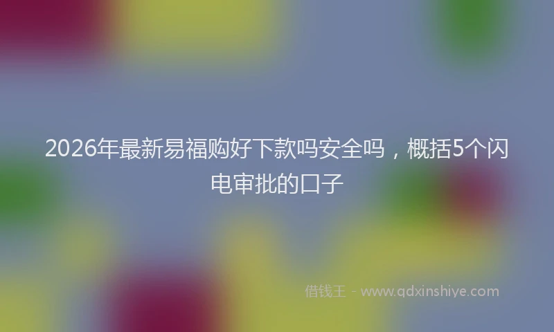 2026年最新易福购好下款吗安全吗，概括5个闪电审批的口子
