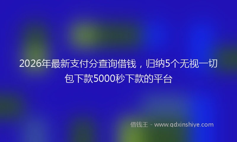 2026年最新支付分查询借钱，归纳5个无视一切包下款5000秒下款的平台