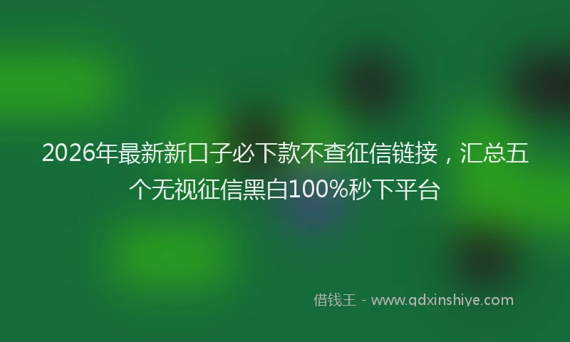 2026年最新新口子必下款不查征信链接，汇总五个无视征信黑白100%秒下平台